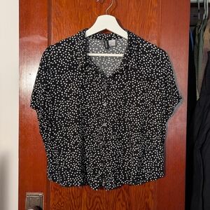 H&M Black and White Dotted Crop Top